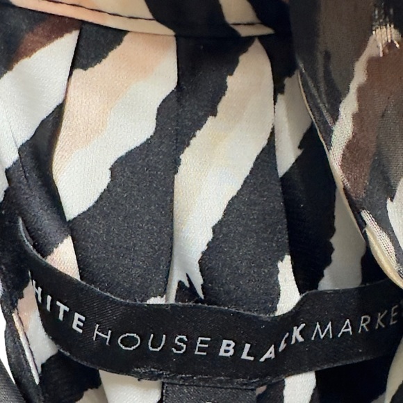 WHBM Zebra Chiffon Satin Pleated Mock Neck Layered Blouse - Picture 8 of 10